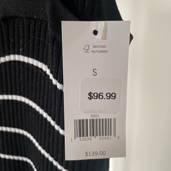 Banana Republic Knit Black and White Striped Dress SZ S - Picture 4 of 4